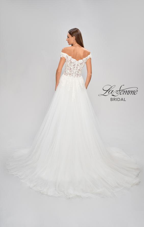 Picture of: Wedding Gown with Ornate Lace Off the Shoulder Bodice in III, Style: B1050, Detail Picture 7