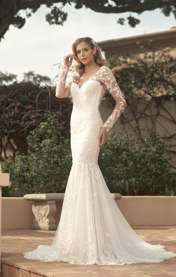 Picture of: Mermaid Dress with Stunning Lace and Sheer Sleeves in III, Style: B1091, Detail Picture 7, Landscape