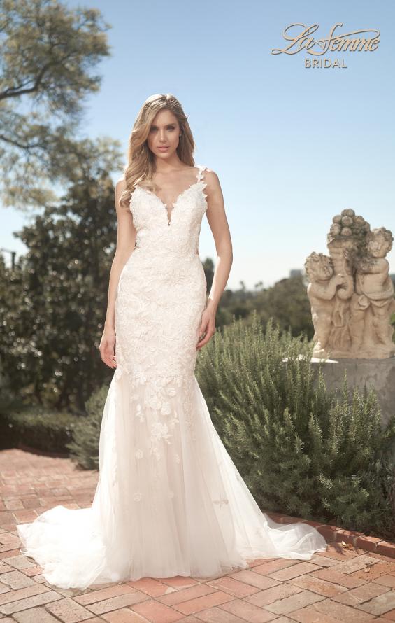 Picture of: Illusion Lace Back Wedding Gown with Trumpet Skirt in IIII, Style: B1034, Main Picture