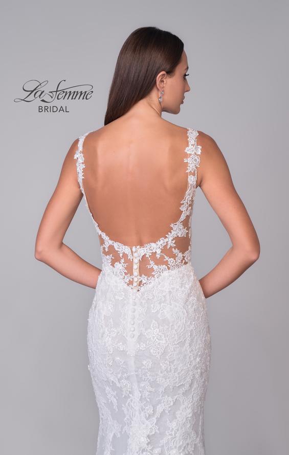 Picture of: Trumpet Gown with Plunge Neck and Detailed Lace Train in IIII, Style: B1199, Detail Picture 10