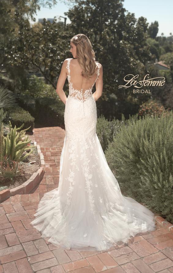 Picture of: Illusion Lace Back Wedding Gown with Trumpet Skirt in IIII, Style: B1034, Back Picture