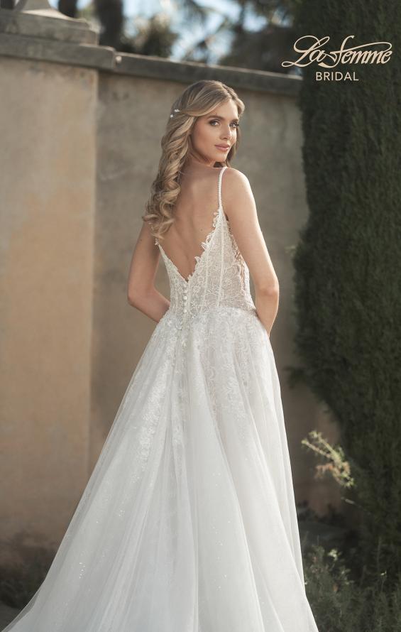 Picture of: A-Line Wedding Dress with Slit and Illusion Bodice in IIII, Style: B1011, Detail Picture 2
