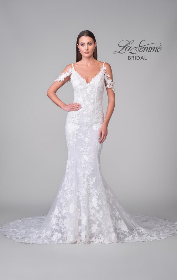 Picture of: Lace Trumpet Wedding Dress with Off the Shoulder Straps in IIII, Style: B1240, Detail Picture 6