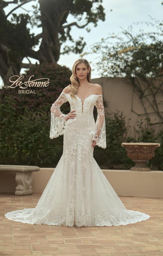 Picture of: Bell Sleeve Lace Wedding Dress with Off Shoulder Top in IIIII, Style: B1203, Main Picture