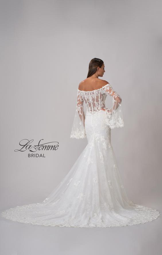 Picture of: Bell Sleeve Lace Wedding Dress with Off Shoulder Top in IIIII, Style: B1203, Detail Picture 8