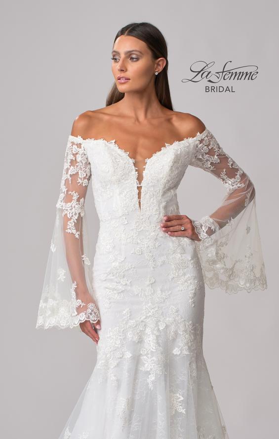 Picture of: Bell Sleeve Lace Wedding Dress with Off Shoulder Top in IIIII, Style: B1203, Detail Picture 9