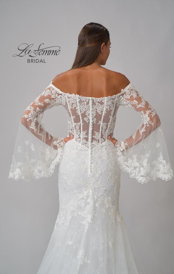 Picture of: Bell Sleeve Lace Wedding Dress with Off Shoulder Top in IIIII, Style: B1203, Detail Picture 10