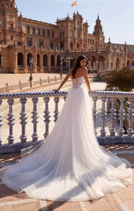 Picture of: Stunning Strapless Lace Corset Wedding Dress with Tulle Skirt in IIIII, Style: B1468, Back Picture