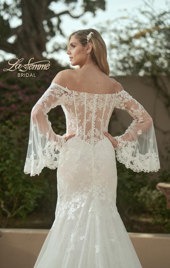 Picture of: Bell Sleeve Lace Wedding Dress with Off Shoulder Top in IIIII, Style: B1203, Detail Picture 2