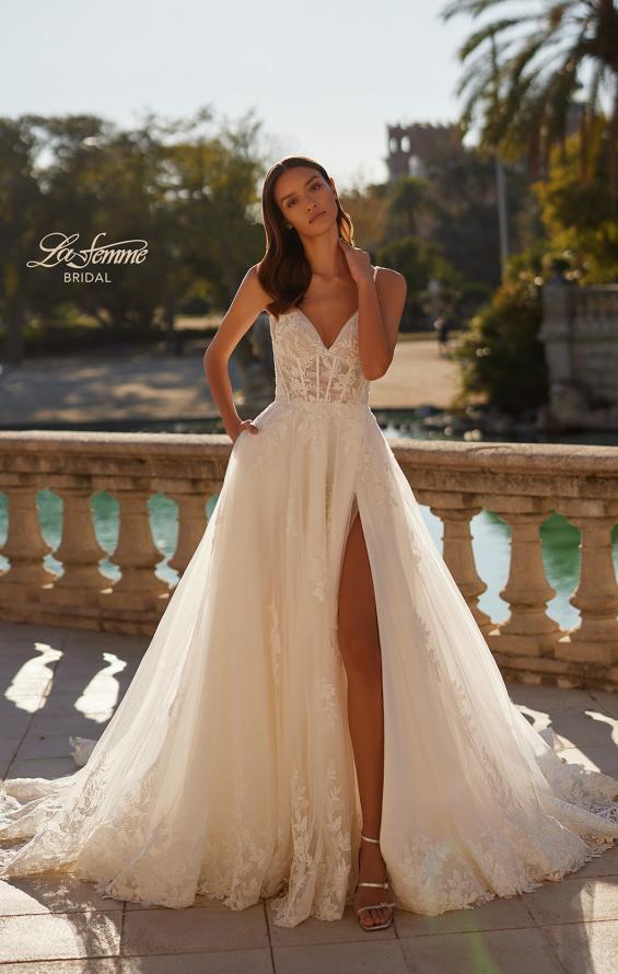 Picture of: Stunning Lace and Tulle Wedding Dress with Soft Ruched Bodice and Illusion Details in IIIII, Style: B1345, Detail Picture 2