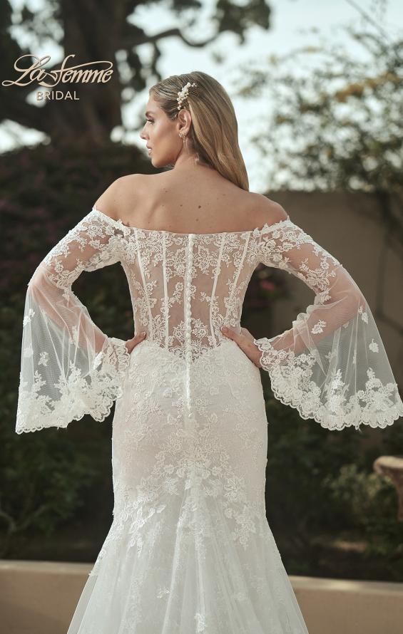 Picture of: Bell Sleeve Lace Wedding Dress with Off Shoulder Top in IIIII, Style: B1203, Detail Picture 5