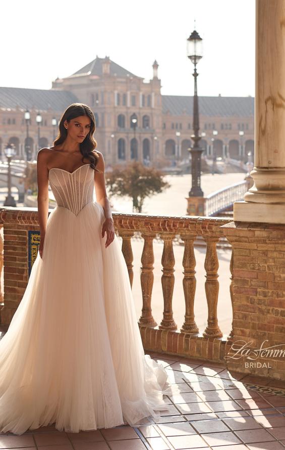 Picture of: Strapless Ruched Corset Tulle Ball Gown Wedding Dress in IIIIII, Style: B1437, Detail Picture 9, Landscape