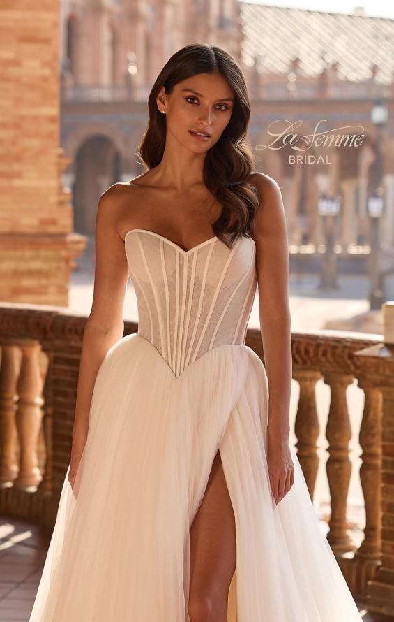 Picture of: Strapless Ruched Corset Tulle Ball Gown Wedding Dress in IIIIII, Style: B1437, Detail Picture 4