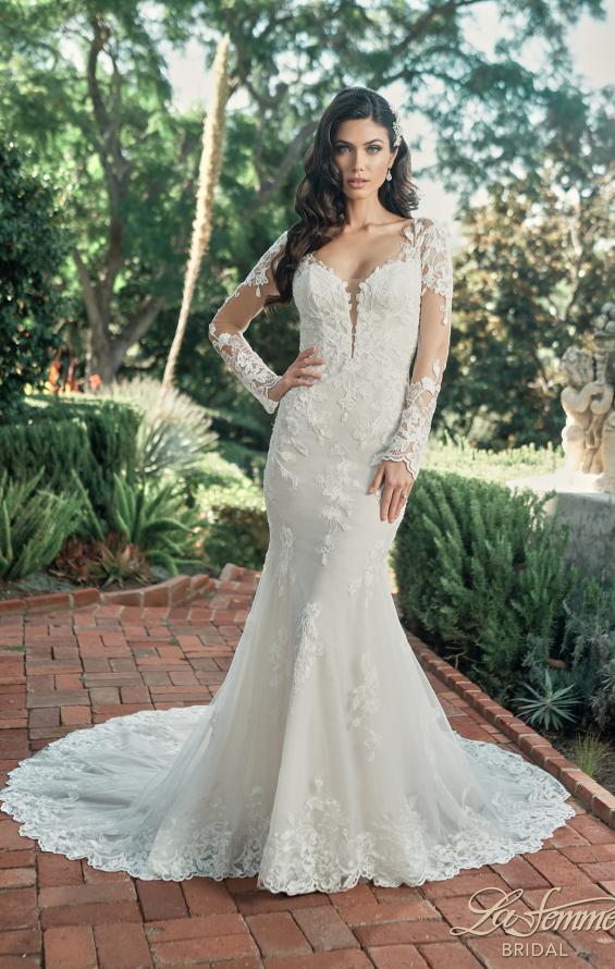 Picture of: Long Sleeve Lace Gown with Beautiful Train and Illusion Back in IIINI, Style: B1248, Main Picture
