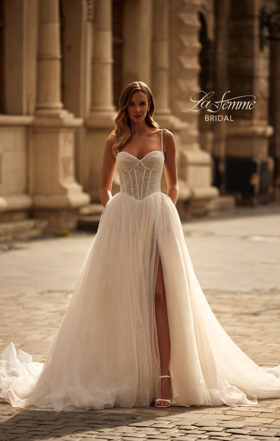 Picture of: Romatic Wedding Dress with Pearl Beaded Corset and Full Skirt in IIINI, Style: B1392, Main Picture