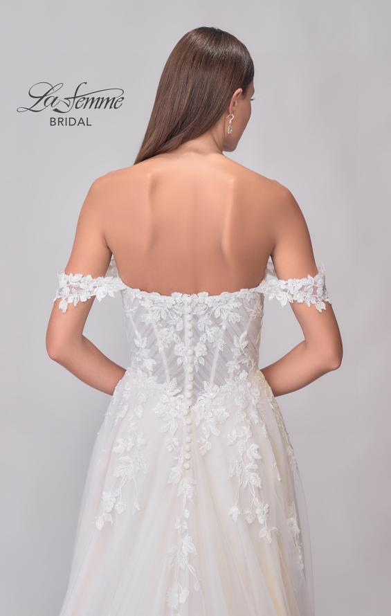 Picture of: Tulle A-Line Gown with Lace Applique Details and Off the Shoulder Top in IIINI, Style: B1273, Detail Picture 8