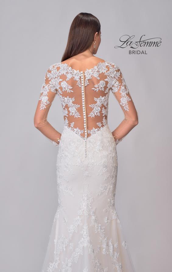 Picture of: Lace Wedding Dress with Stunning Clover Train and Long Illusion Sleeves in IIINI, Style: B1279, Detail Picture 8