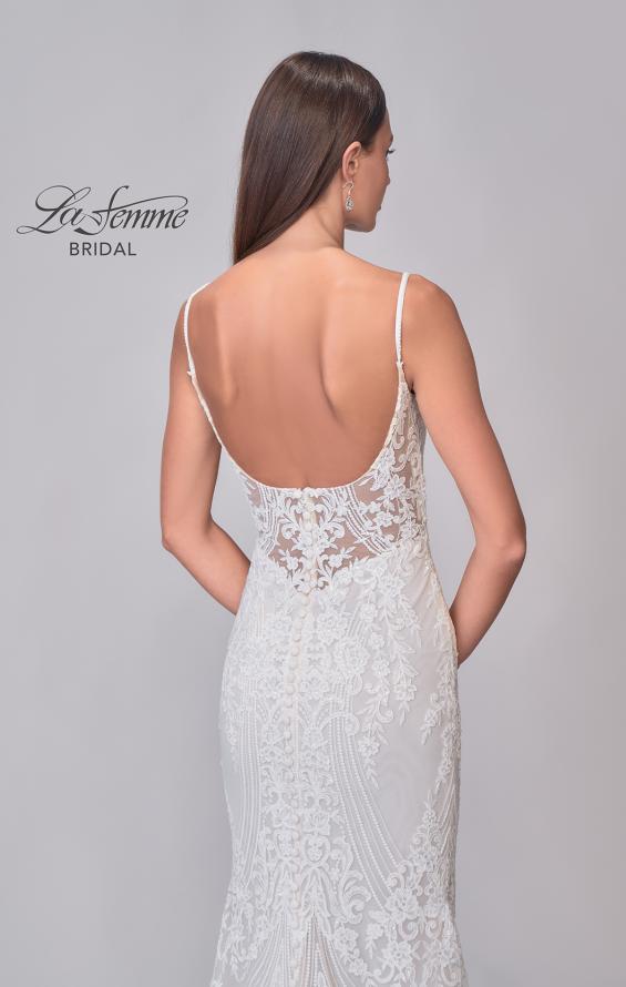 Picture of: Lace Wedding Dress with Square Neckline and Low Illusion Lace Back in IIINI, Style: B1295, Detail Picture 8