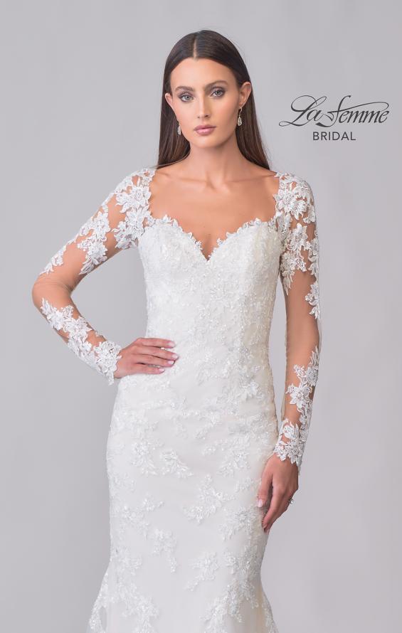 Picture of: Lace Wedding Dress with Stunning Clover Train and Long Illusion Sleeves in IIINI, Style: B1279, Detail Picture 9