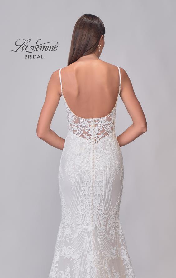 Picture of: Lace Wedding Dress with Square Neckline and Low Illusion Lace Back in IIINI, Style: B1295, Detail Picture 9