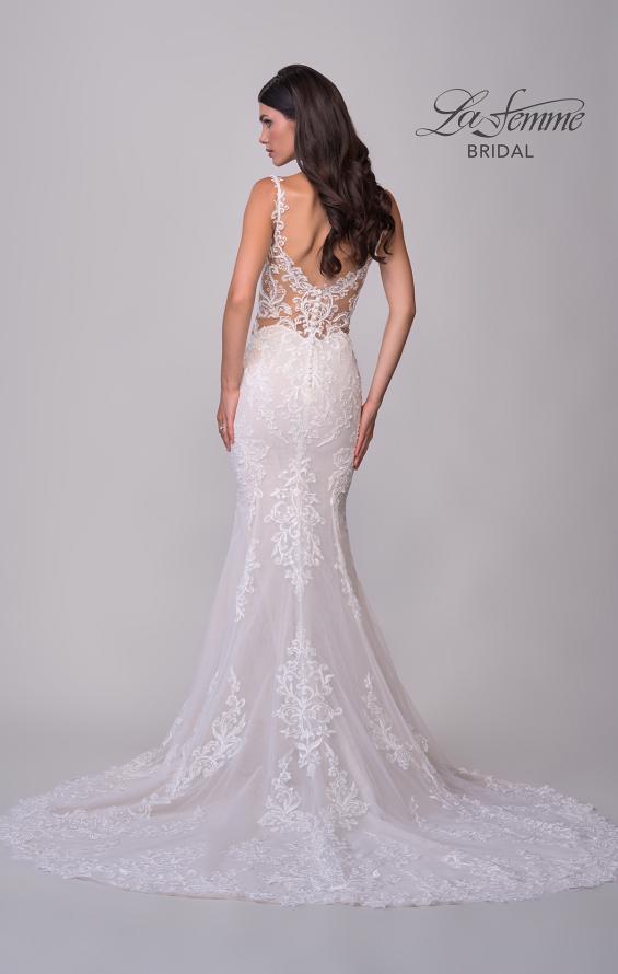 Picture of: Lace Wedding Dress with V Neckline and Sheer Side Detail in IIINI, Style: B1308, Detail Picture 9