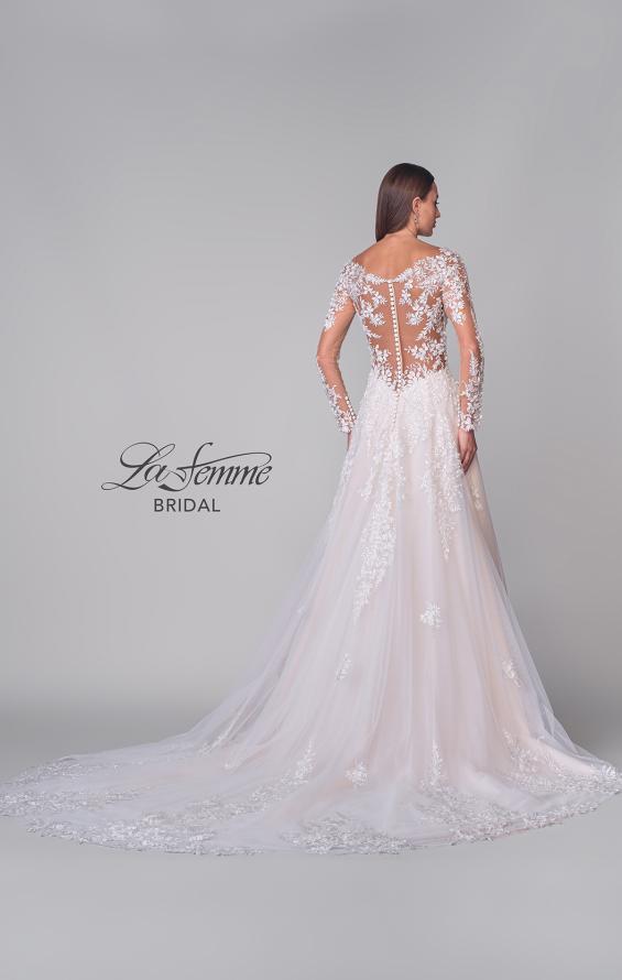 Picture of: Dramatic A-Line Dress with Plunge Neck and Lace Long Sleeves in IIINI, Style: B1235, Detail Picture 10