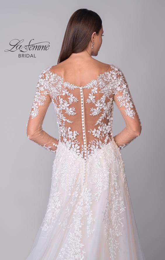 Picture of: Dramatic A-Line Dress with Plunge Neck and Lace Long Sleeves in IIINI, Style: B1235, Detail Picture 12
