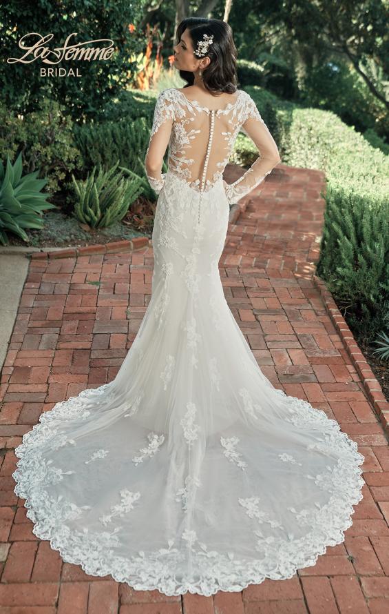 Picture of: Long Sleeve Lace Gown with Beautiful Train and Illusion Back in IIINI, Style: B1248, Back Picture