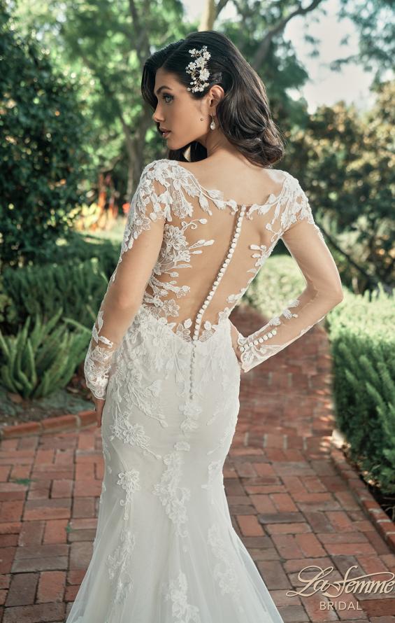 Picture of: Long Sleeve Lace Gown with Beautiful Train and Illusion Back in IIINI, Style: B1248, Detail Picture 2