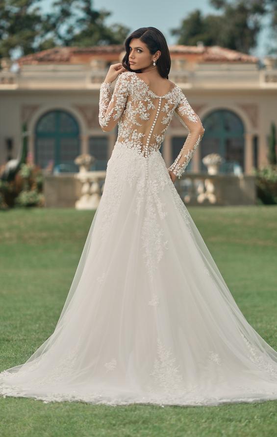Picture of: Dramatic A-Line Dress with Plunge Neck and Lace Long Sleeves in IIINI, Style: B1235, Detail Picture 4, Landscape