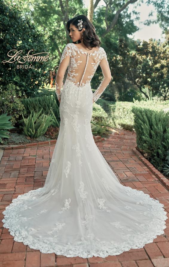 Picture of: Long Sleeve Lace Gown with Beautiful Train and Illusion Back in IIINI, Style: B1248, Detail Picture 4