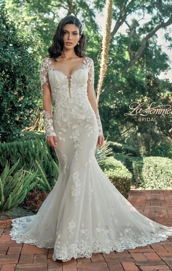 Picture of: Long Sleeve Lace Gown with Beautiful Train and Illusion Back in IIINI, Style: B1248, Detail Picture 5