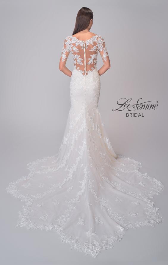 Picture of: Lace Wedding Dress with Stunning Clover Train and Long Illusion Sleeves in IIINI, Style: B1279, Detail Picture 5