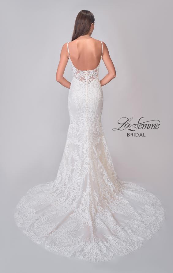 Picture of: Lace Wedding Dress with Square Neckline and Low Illusion Lace Back in IIINI, Style: B1295, Detail Picture 5