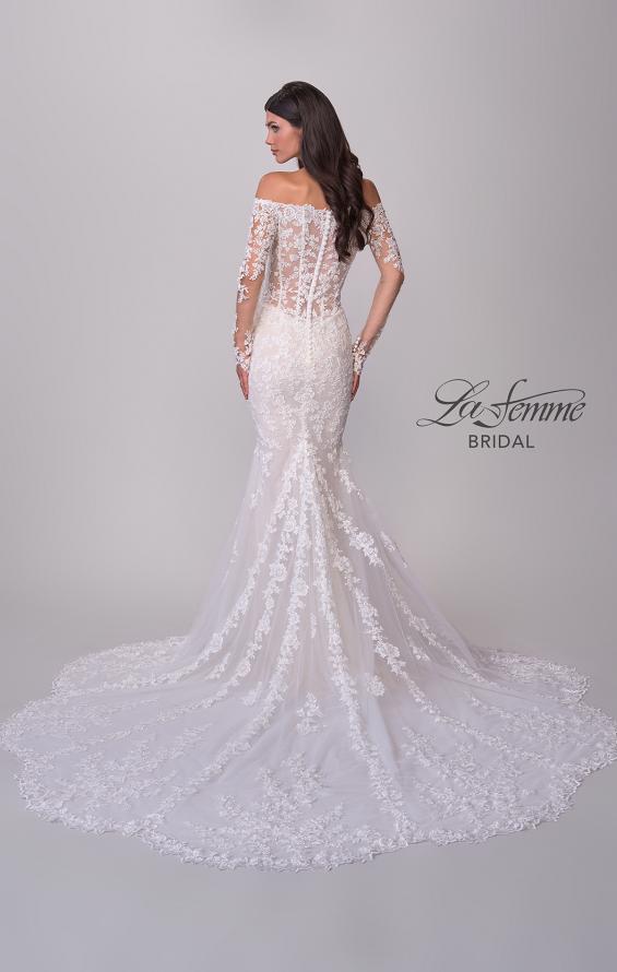 Picture of: Off the Shoulder Lace Long Sleeve Bridal Gown with Illusion Back in IIINI, Style: B1319, Detail Picture 5