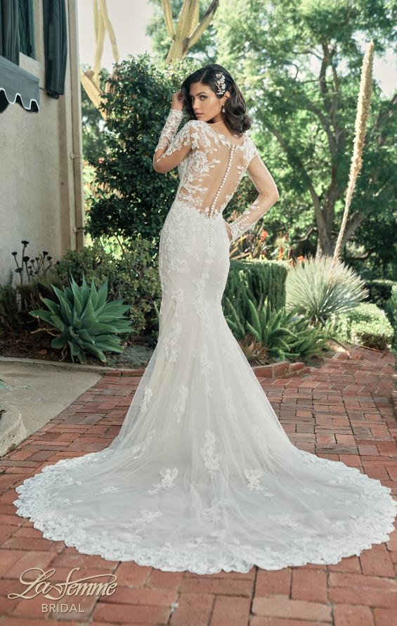 Picture of: Long Sleeve Lace Gown with Beautiful Train and Illusion Back in IIINI, Style: B1248, Detail Picture 6