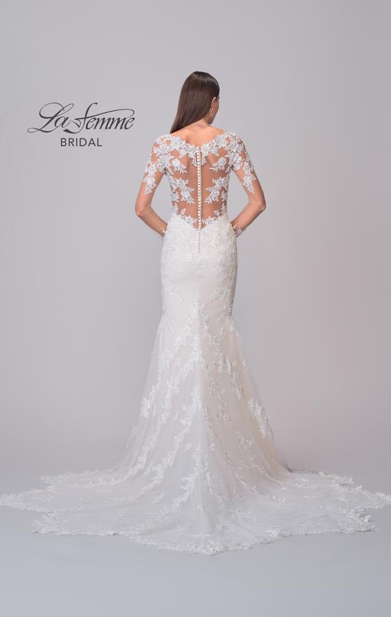 Picture of: Lace Wedding Dress with Stunning Clover Train and Long Illusion Sleeves in IIINI, Style: B1279, Detail Picture 6