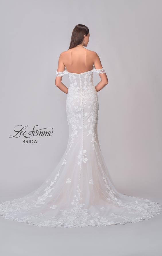 Picture of: Stunning Fitted Lace Wedding Dress with Trumpet Skirt and Off the Shoulder Straps in IIINI, Style: B1288, Detail Picture 6