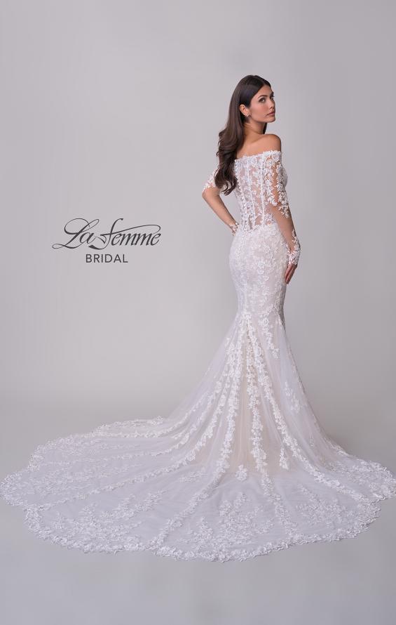 Picture of: Off the Shoulder Lace Long Sleeve Bridal Gown with Illusion Back in IIINI, Style: B1319, Detail Picture 6