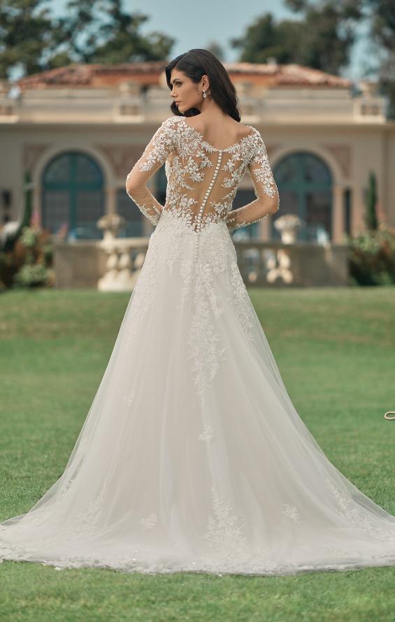 Picture of: Dramatic A-Line Dress with Plunge Neck and Lace Long Sleeves in IIINI, Style: B1235, Detail Picture 7, Landscape