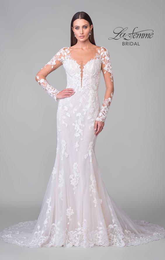 Picture of: Long Sleeve Lace Gown with Beautiful Train and Illusion Back in IIINI, Style: B1248, Detail Picture 7