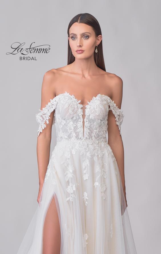 Picture of: Tulle A-Line Gown with Lace Applique Details and Off the Shoulder Top in IIINI, Style: B1273, Detail Picture 7