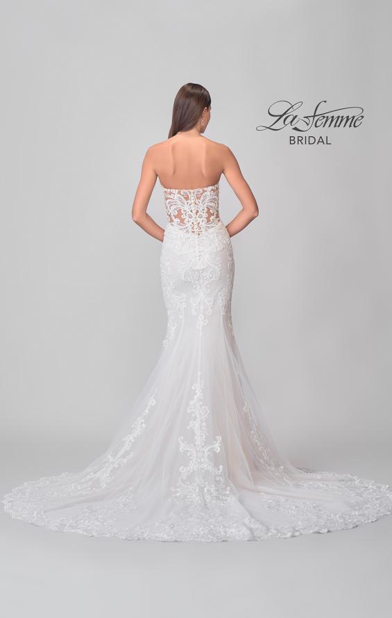 Picture of: Strapless Trumpet Wedding Dress with Illusion Lace Back and Scallop Hem in IIINII, Style: B1277, Detail Picture 6