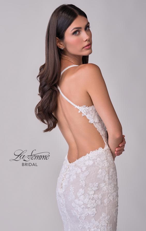 Picture of: Lace Wedding Dress with Scallop Edge Slit and Square Neckline in IIINII, Style: B1318, Detail Picture 7