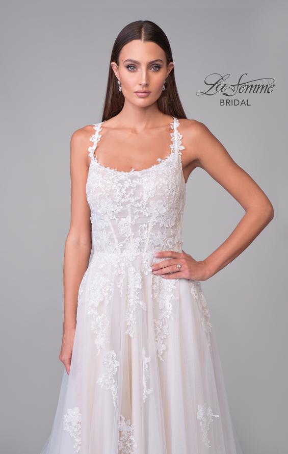Picture of: Pretty A-Line Gown with Square Neckline and Lace Applique in IIINW, Style: B1287, Detail Picture 8