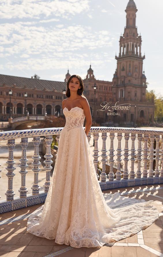 Picture of: Long Sleeve Lace Wedding Dress with High Neck and Slit in IIIRRI, Style: B1472, Detail Picture 9