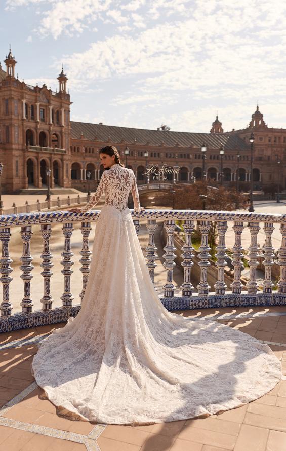 Picture of: Long Sleeve Lace Wedding Dress with High Neck and Slit in IIIRRI, Style: B1472, Detail Picture 10