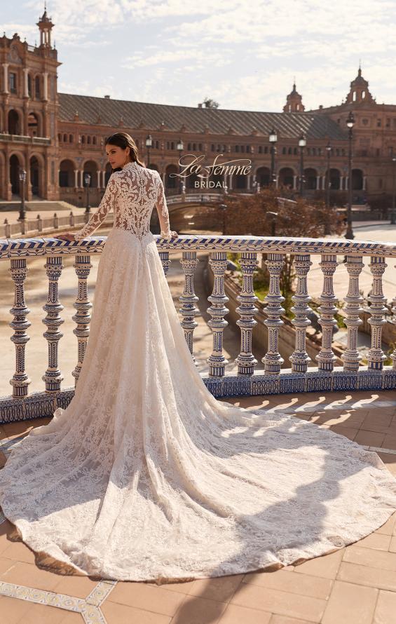 Picture of: Long Sleeve Lace Wedding Dress with High Neck and Slit in IIIRRI, Style: B1472, Back Picture