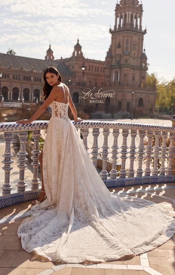 Picture of: Long Sleeve Lace Wedding Dress with High Neck and Slit in IIIRRI, Style: B1472, Detail Picture 2