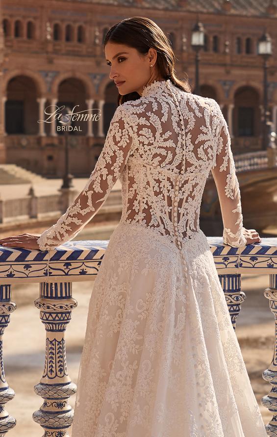 Picture of: Long Sleeve Lace Wedding Dress with High Neck and Slit in IIIRRI, Style: B1472, Detail Picture 4